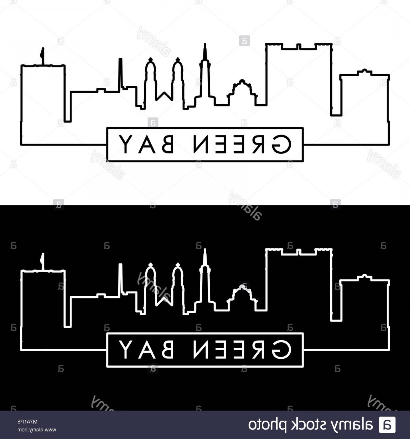 1560x1668 Stock Photo Green Bay Skyline Linear Style Editable Vector