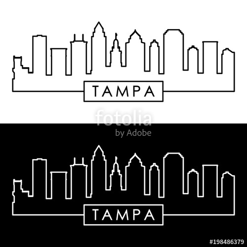 500x500 Tampa Skyline Linear Style Editable Vector File Stock Image