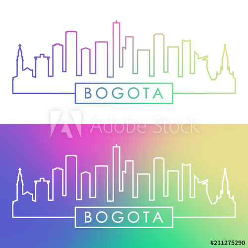 500x500 Bogota Skyline Colorful Linear Style Editable Vector File