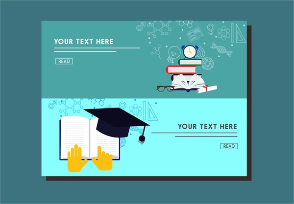 Education Banner Webpage Style Design With Emblems Free Vector 600x417 Education Banner Webpage Style Design With Emblems Free Vector