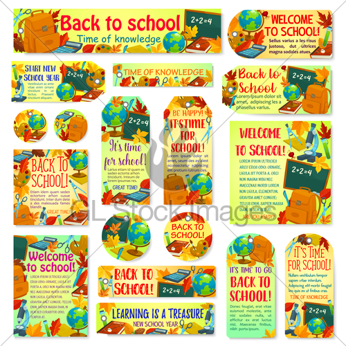 Back To School Vector Education Banners Posters Gl Stock Images 500x500 Back To School Vector Education Banners Posters Gl Stock Images