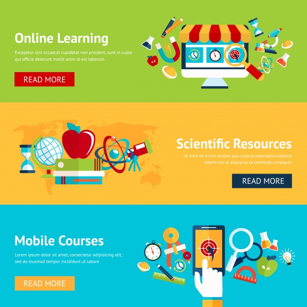 Online Education Banners In Flat Design Vector Free Download 626x626 Online Education Banners In Flat Design Vector Free Download