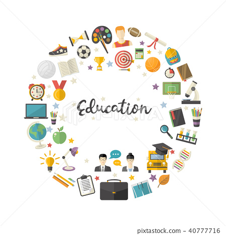 Education Icon Set In Circle In Flat Style Vector 450x468 Education Icon Set In Circle In Flat Style Vector