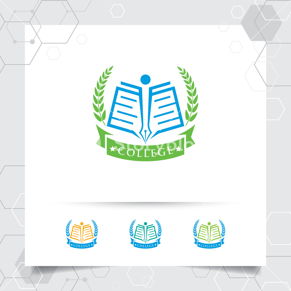 1000x1000 Education Logo Vector Design With Concept Of Book, Pen