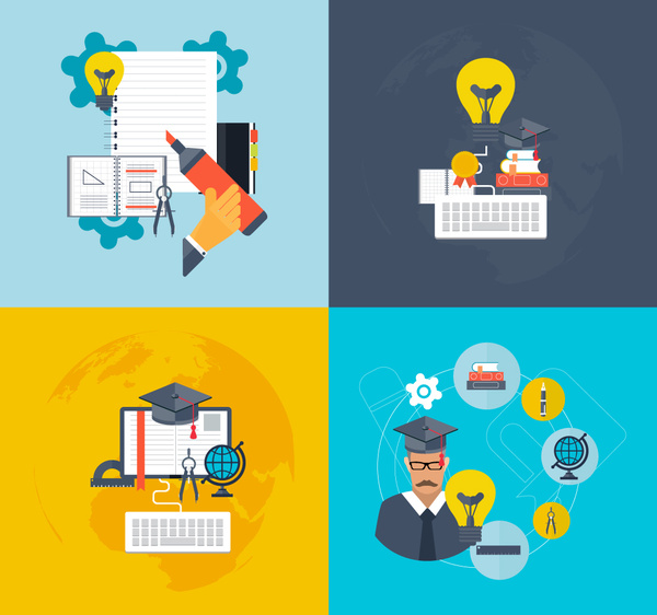 Education Vector Illustration With School Tools Free Vector 600x562 Education Vector Illustration With School Tools Free Vector