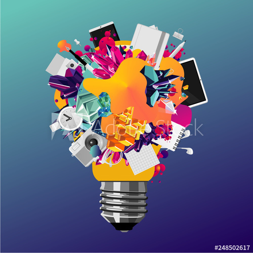 Creativity Concept Bulb Art And Education Vector Banner 500x500 Creativity Concept Bulb Art And Education Vector Banner