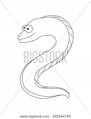 360x470 Colorless Funny Cartoon Moray Eel Vector Illustration