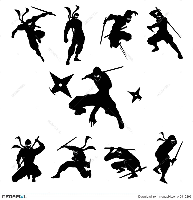 800x830 Ninja Shadow Silhouette Vector Illustration