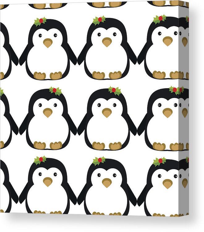 660x750 Penguin Holding Hands Cartoon Animal Christmas Seamless Pattern