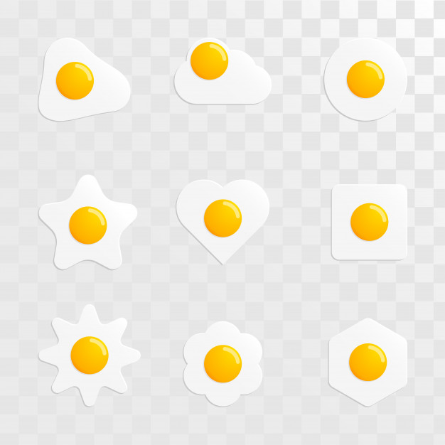 626x626 Fried Egg Shape Variant Set Vector Image Vector Premium Download