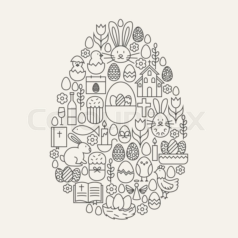 800x800 Happy Easter Line Icons Set Egg Shape Stock Vector Colourbox