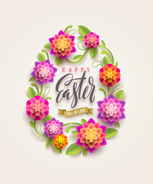 600x720 Paper Flower With Easter Egg Shape Vector Free Download