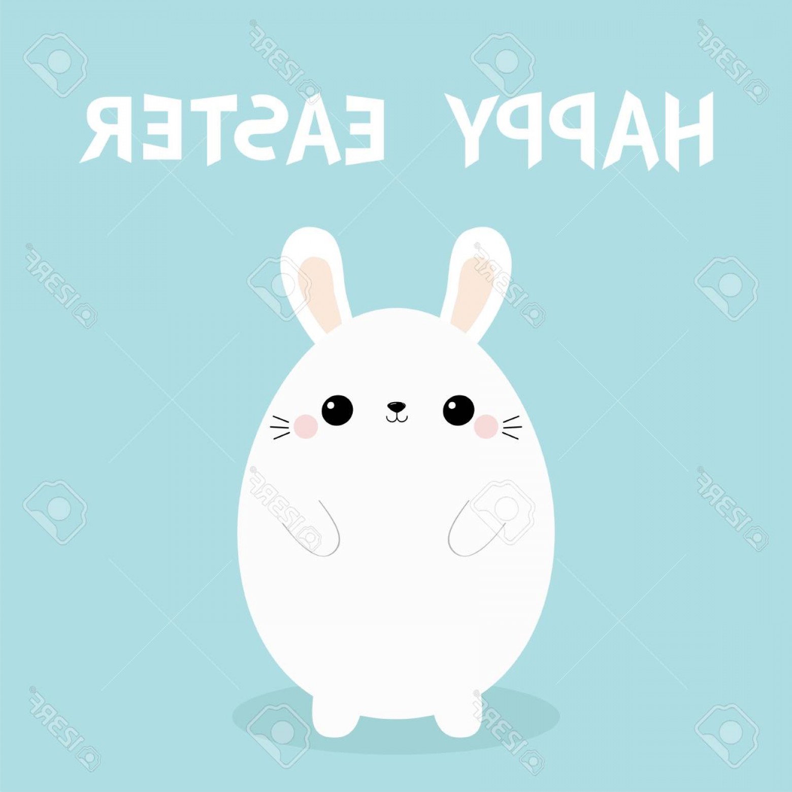 1560x1560 Photostock Vector Happy Easter White Bunny Rabbit Painting Egg