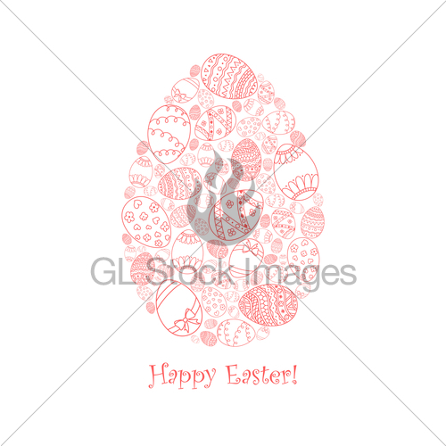 500x500 Vector Easter Invitation Card Of Egg Shape From Red Doodl Gl