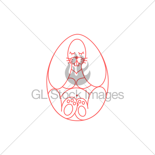 500x500 Vector Illustration Of Red Easter Bunny In Easter Egg Shape Gl
