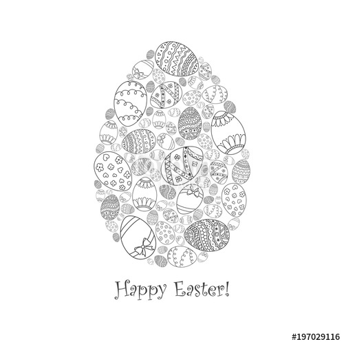 500x500 Vector Easter Invitation Card Of Egg Shape From Doodle Easter Egg