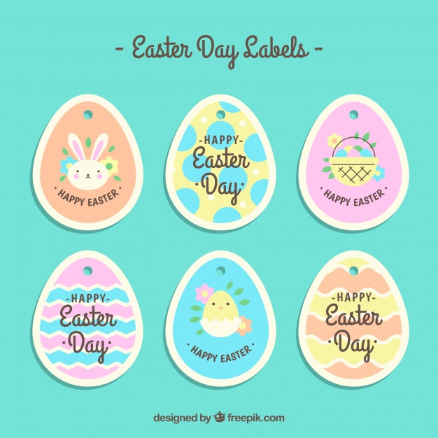 626x626 Easter Label Collection In Egg Shape Vector Free Download