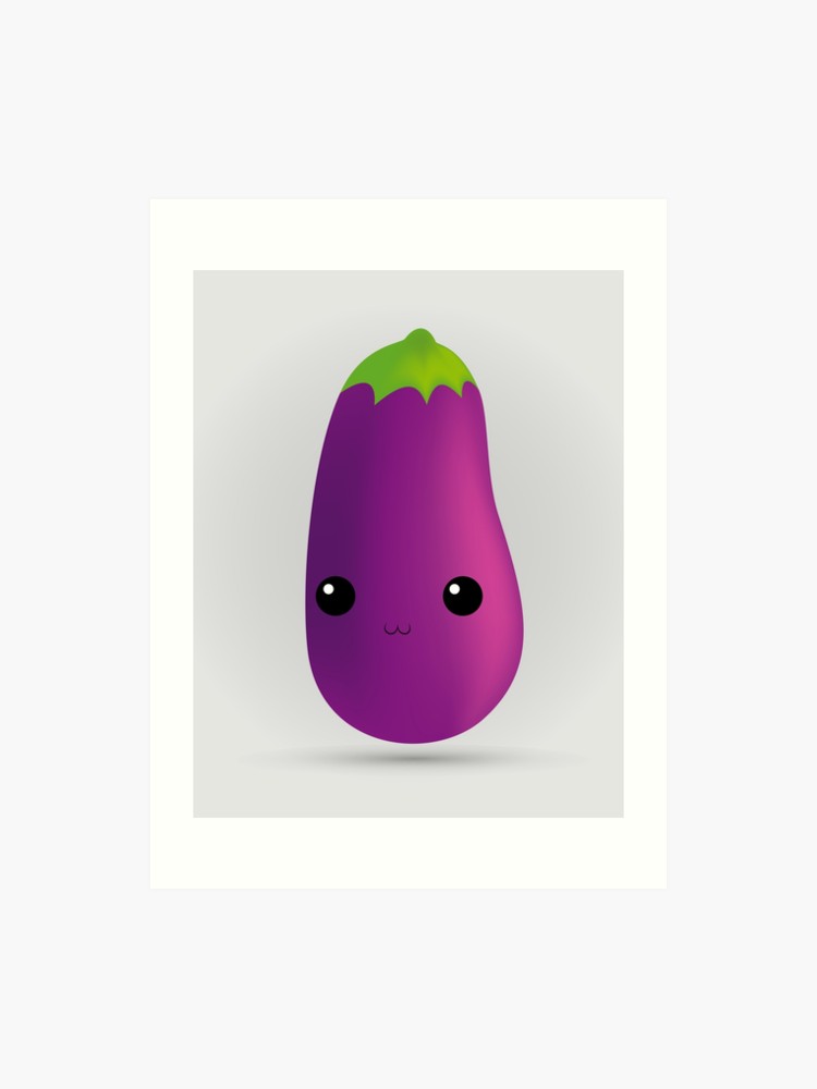 750x1000 Happy Smiling Cute Eggplant Vector Flat Cartoon Character