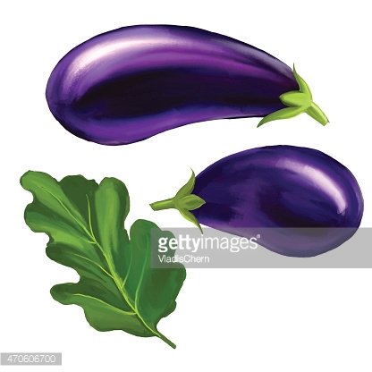 416x416 Eggplant Vector Illustration Hand Drawn Painted Premium Clipart
