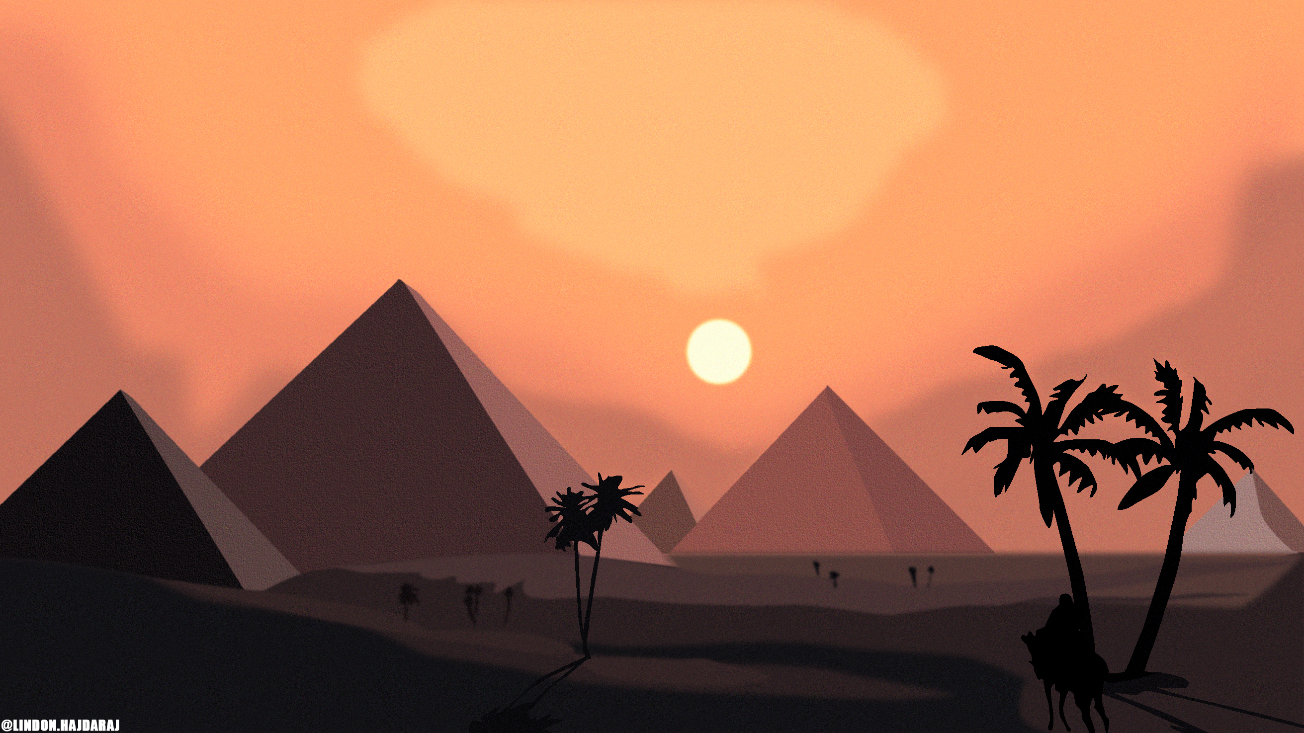 2623x1475 Wallpaper Simple, Simplicity, Pyramid, Egypt, Vector Graphics