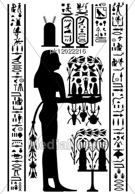 266x380 Egyptian Hieroglyphs And Fresco Vector Illustration
