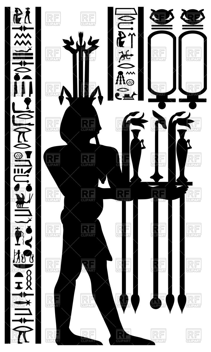 720x1200 Egyptian Hieroglyphs And Fresco Silhouette Vector Image