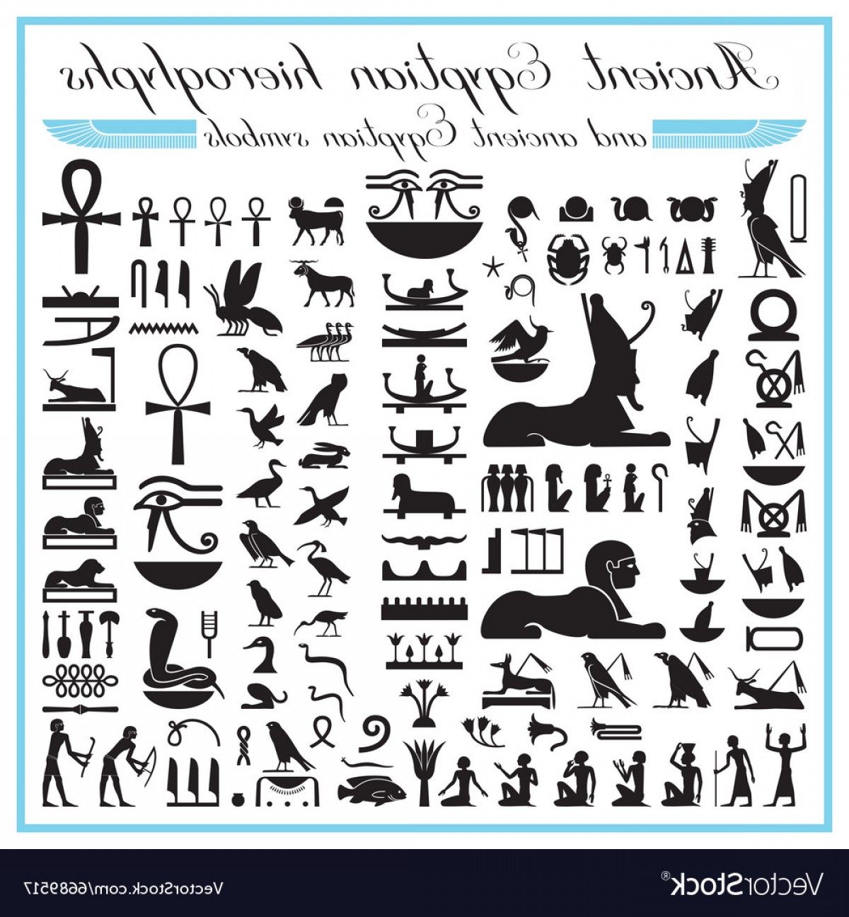 1200x1296 Ancient Egyptian Hieroglyphs And Symbols Vector Handandbeak