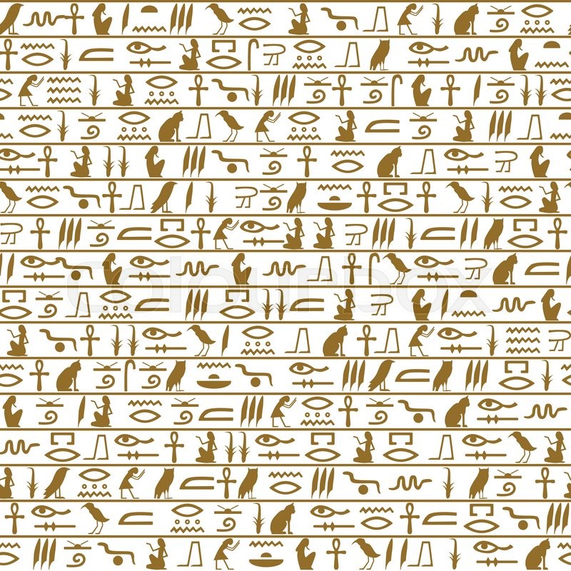 800x800 Egyptian Seamless Hieroglyphs Pattern Stock Vector Colourbox