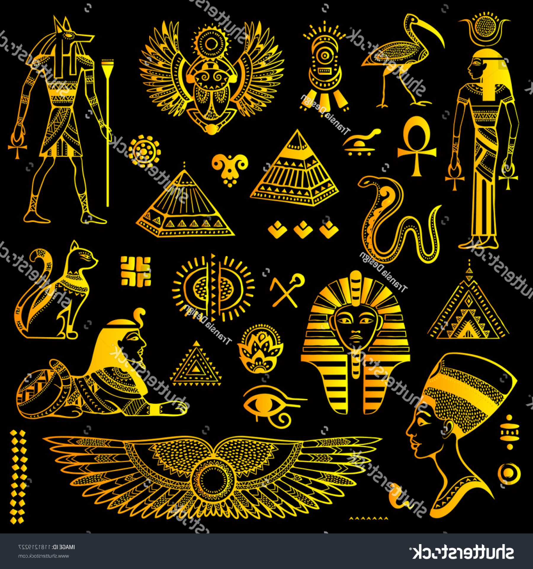 1800x1920 Vector Tribal Ethnic Set Egyptian Symbols Handandbeak