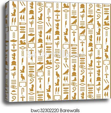 382x390 Ancient Egyptian Vector Seamless Vertical Pattern With Hieroglyphs