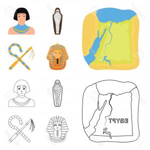 300x300 Ancient Egypt Cartoon Mono Icons Set Collection Design Reign