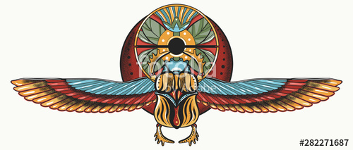 Ancient Egypt Egyptian Scarab And Wings Color Tattoo Magic 500x213 Ancient Egypt Egyptian Scarab And Wings Color Tattoo Magic
