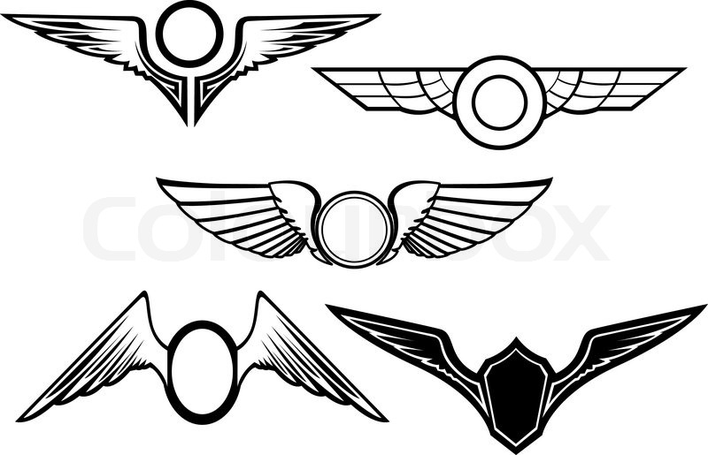 Set Of Wing Symbols Isolated On White Stock Vector Colourbox 800x515 Set Of Wing Symbols Isolated On White Stock Vector Colourbox