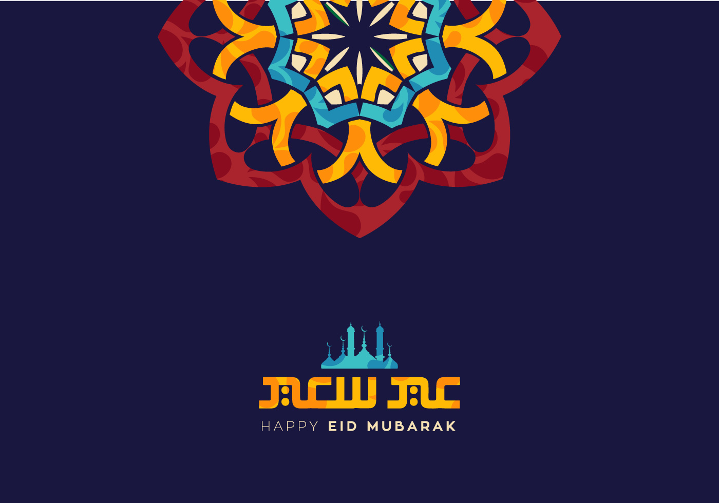 Eid Mubarak Free Vector Art 1400x980 Eid Mubarak Free Vector Art