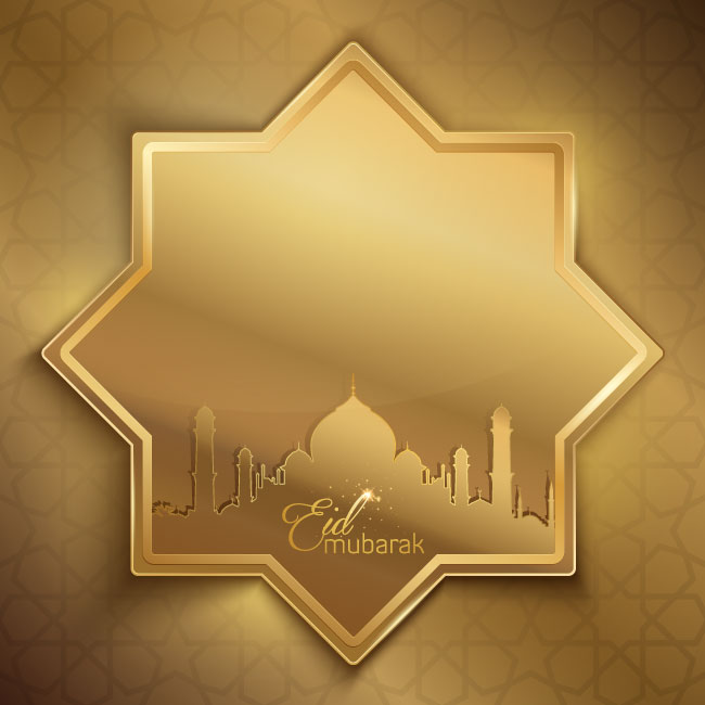 650x650 Eid Mubarak Islamic Greeting Card Vectors Image