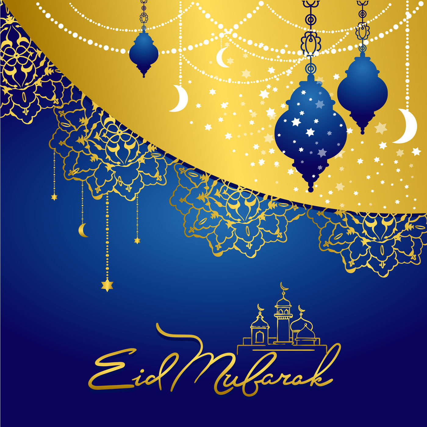 1400x1400 Eid Mubarak Greeting Card Vector Illustration