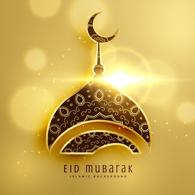 626x626 Golden Eid Mubarak Card Vector Free Download
