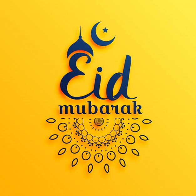626x626 Eid Mubarak Festival Greeting Card On Yellow Background Vector
