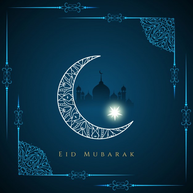 626x626 Dark Blue Religious Eid Mubarak Design Free Vector