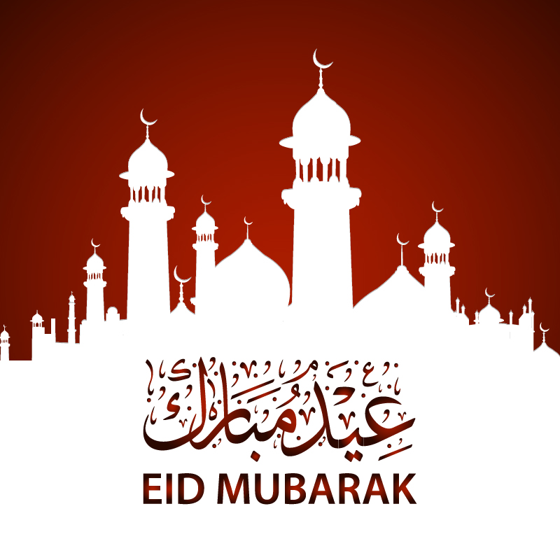 Eid Mubarak Vector Card Design With Mosque Red Background 800x800 Eid Mubarak Vector Card Design With Mosque Red Background