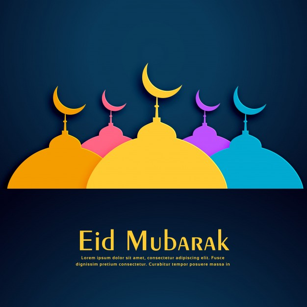 Eid Mubarak Vector Design With Colorful Mosques 626x626 Eid Mubarak Vector Design With Colorful Mosques