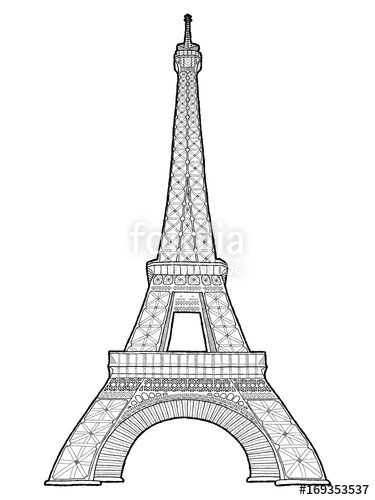 375x500 Eiffel Tower Vector Illustration Hand Drawn Cartoon Art Stock