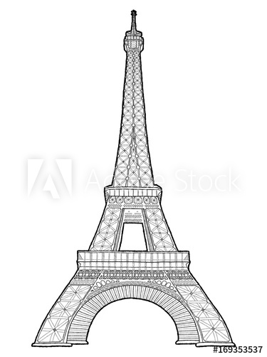 375x500 Eiffel Tower Vector Illustration Hand Drawn Cartoon Art