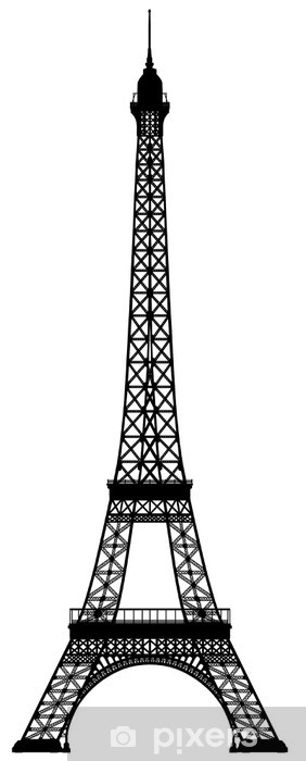 282x700 Eiffel Tower Vector Outline Silhouette Wall Mural