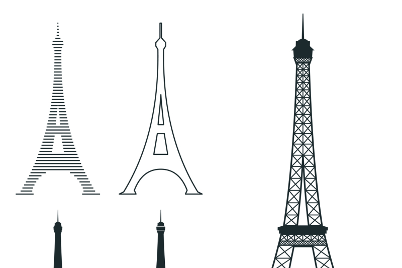 800x533 Different Eiffel Tower Vector Landmark Set
