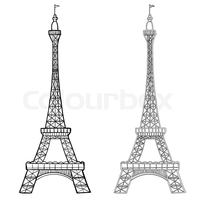 800x800 Illustration Of Eiffel Tower With Two Stock Vector Colourbox