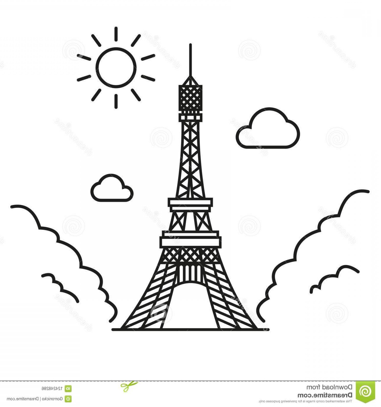 1560x1668 Black White Simple Line Art Vector Illustration Eiffel Tower