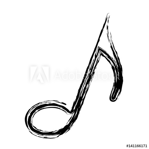 500x500 Monochrome Sketch With Eighth Note Vector Illustration
