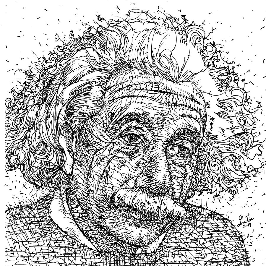 900x900 Albert Einstein In Drawing Of Vector Portrait Pictures Step