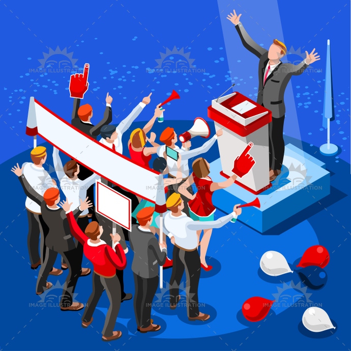 690x689 Election Infographic Speaker Conference Vector Isometric People